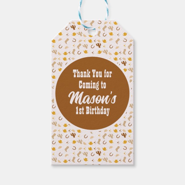 Étiquettes-cadeau Retro Rodeo Cowgirl Cowboy Bohemian Birday (Devant)