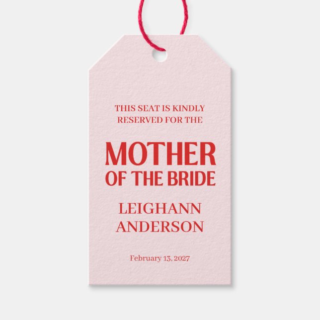 Étiquettes-cadeau Retro Saint-Valentin Bridal Shower Rouge Rose (Devant)