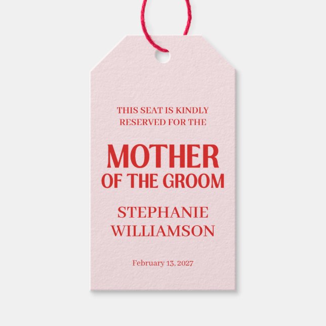 Étiquettes-cadeau Retro Saint-Valentin Bridal Shower Rouge Rose (Devant)