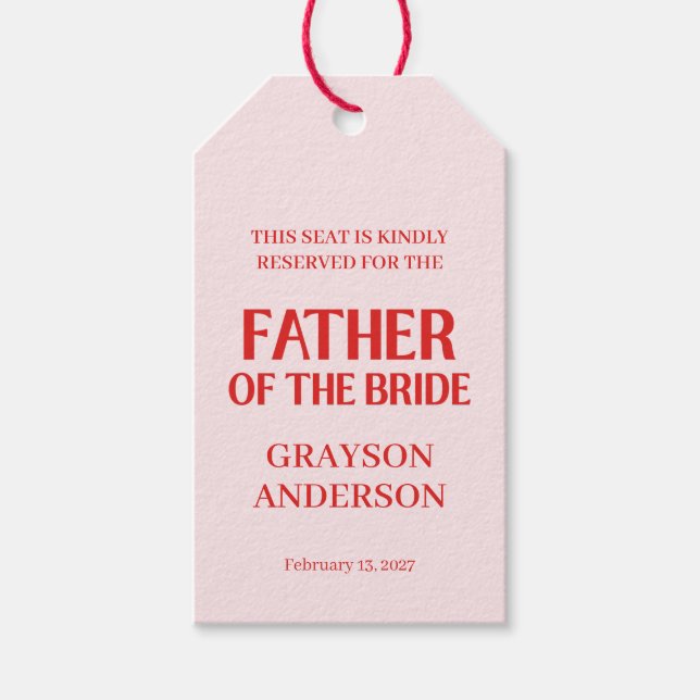 Étiquettes-cadeau Retro Saint-Valentin Fête de Mariage Rouge Rose (Devant)