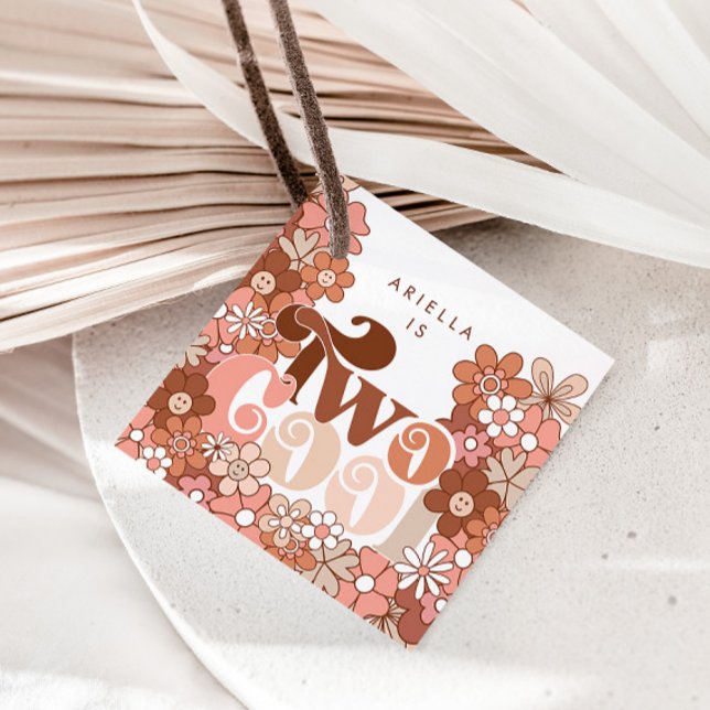 Étiquettes Cadeau Retro Super deux filles Cool 2e anniversaire (Créateur téléchargé)