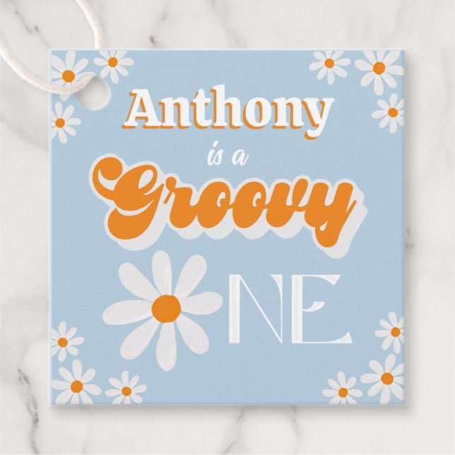 Étiquettes Cadeau Retro Super One Boys 1er Anniversaire (Devant)