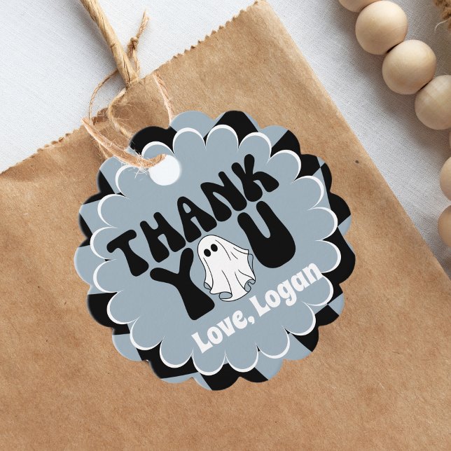 Étiquettes Cadeau Retro Super One Happy Boo Boy Merci (Créateur téléchargé)