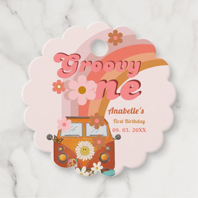 Étiquettes Cadeau Retro Super une marguerite fête d'anniversaire (Devant)