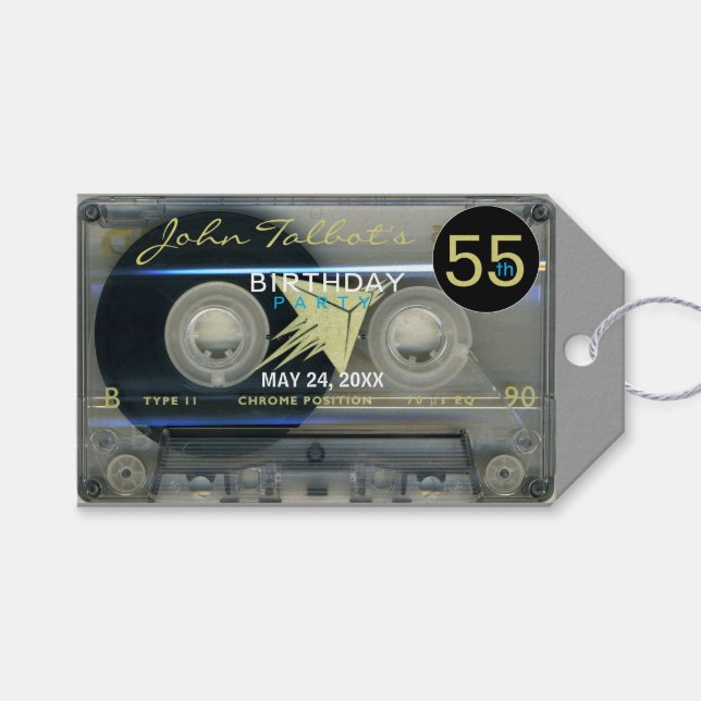 Étiquettes-cadeau Retro T5 Audiotape 55e Anniversaire Merci Don T (Devant (Horizontal))