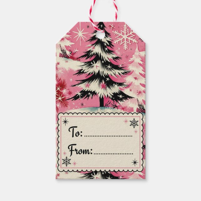 Étiquettes-cadeau Retro Vintage Christmas: 1950's Pink Xmas (Devant)