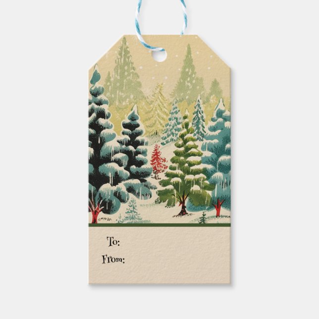 Étiquettes-cadeau Retro Vintage Christmas Trio Style J (Devant)