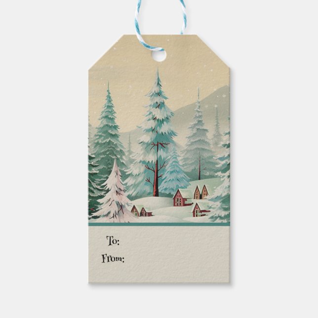 Étiquettes-cadeau Retro Vintage Christmas Trio Style J (Devant)