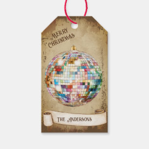 Étiquettes-cadeau Retro Vintage Disco Ball Joyeux Noël