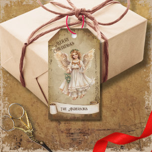 Étiquettes-cadeau Retro Vintage Guardian Angel Joyeux Noël