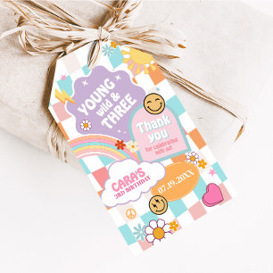 Étiquettes-cadeau Retro Young Wild et trois balises de préférence po