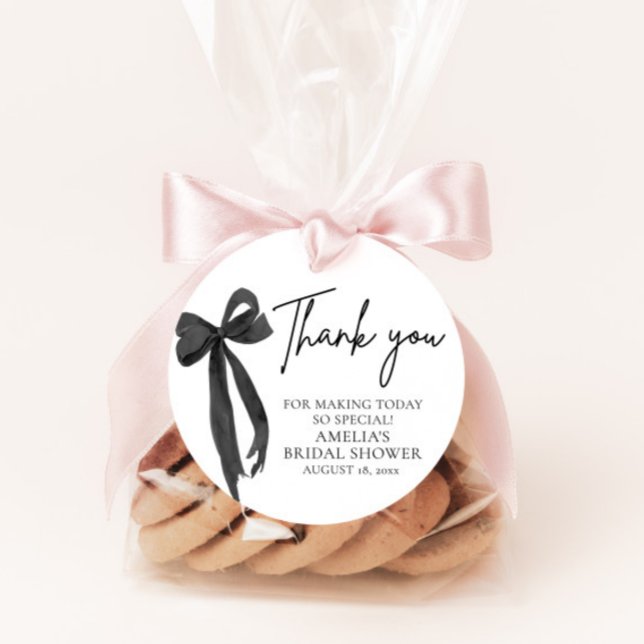 Étiquettes Cadeau Réunion de mariage avec un nœud noir (Créateur téléchargé)