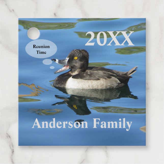 Étiquettes Cadeau Réunion familiale Canard humoristique sur le lac É (Devant)
