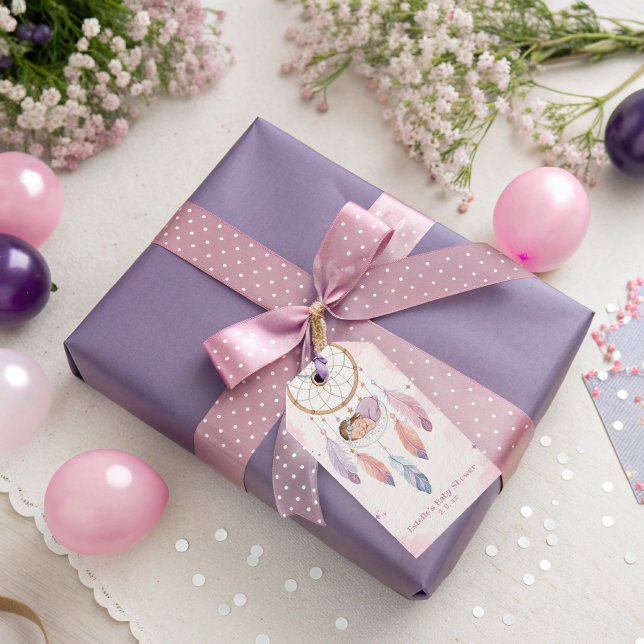 Étiquettes-cadeau rêve-catchereau à l'aquarelle pour la baby shower (Créateur téléchargé)