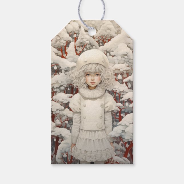 Étiquettes-cadeau Rêve de Noël blanc (Devant)