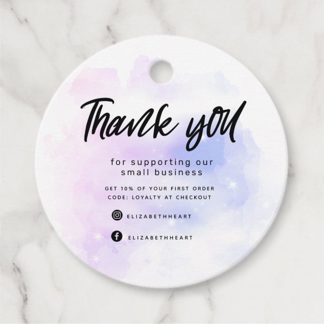 Étiquettes Cadeau rêve pastel sky splash business merci (Devant)