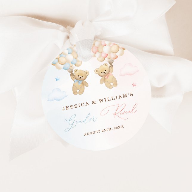 Étiquettes Cadeau Révélation de genre de l'ours en peluche (Créateur téléchargé)