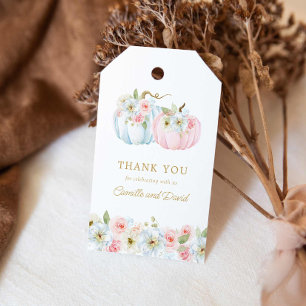 Étiquettes-cadeau Révélation de genre des Citrouilles bleu et rose d