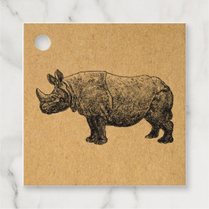 Étiquettes Cadeau Rhinoceros Art Rhino Vintage Illustration