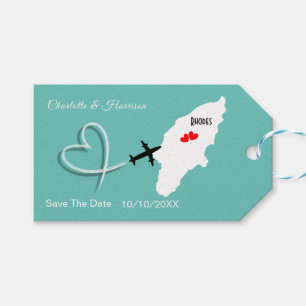Étiquettes-cadeau Rhodes Destination Wedding Enregistrer La Date Cad