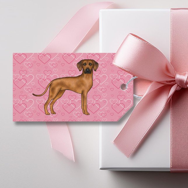 Étiquettes-cadeau Rhodesian Ridgeback Chien Love Coeur Motif rose (Créateur téléchargé)