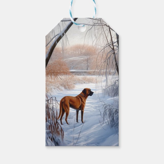 Étiquettes-cadeau Rhodesian Ridgeback Laisser Neige Noël (Devant)
