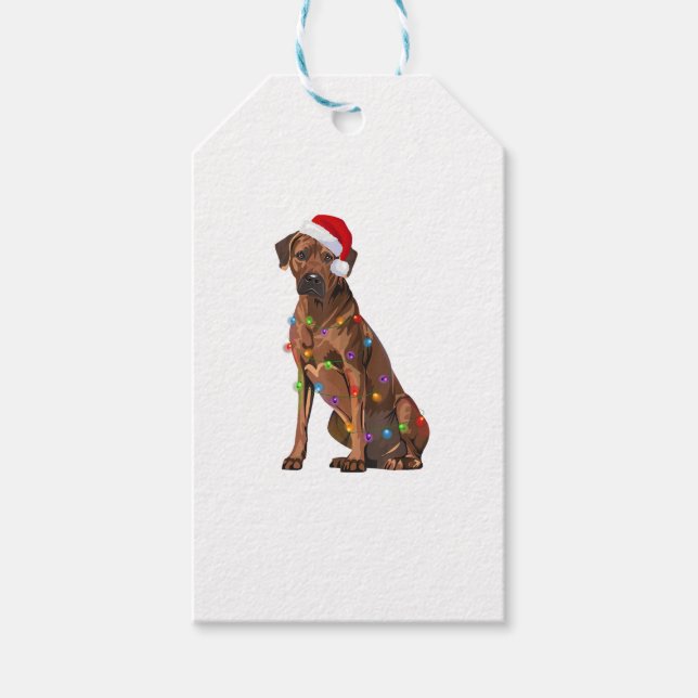 Étiquettes-cadeau Rhodesian Ridgeback Noël Lumières Noël Chien de No (Devant)