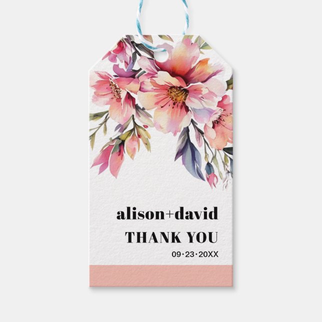 Étiquettes-cadeau Rhododendron and peach-pink flowers wedding (Devant)