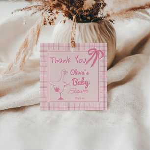 Étiquettes Cadeau Ribbon pour bébé fille Douche rose soie oie rose