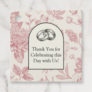 Étiquettes Cadeau Riche Rouge Français Floral Toile Floral Floral