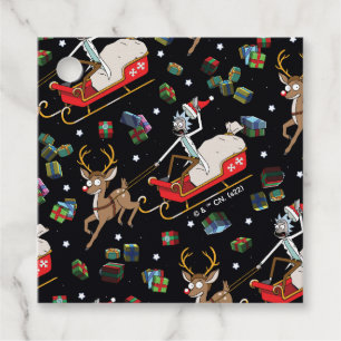 Étiquettes Cadeau Rick et Morty Christmas Reindeer Sleigh Motif