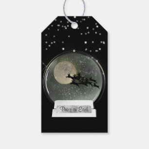 Étiquettes-cadeau Rindeer avec la Lune Christmas Snowglobe