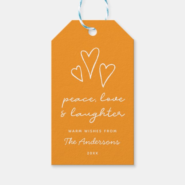 Étiquettes-cadeau Rire chic minimal moderne d'amour de paix des (Devant)