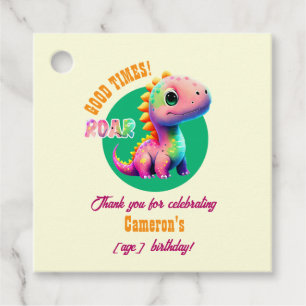 Étiquettes Cadeau Roaring Good Times Dinosaur Tout âge Anniversaire