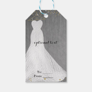 Étiquettes-cadeau Robe Blanche Cintre en Or Cadeau de Fête pour Ente