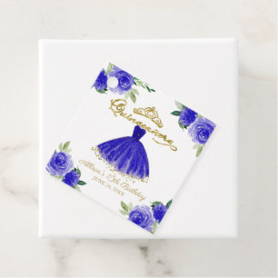 Étiquettes Cadeau Robe de bal Quinceanera rose Royal Blue Floral