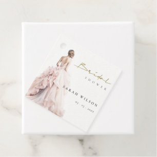 Étiquettes Cadeau Robe de mariée à l'aquarelle moderne Shower de mar