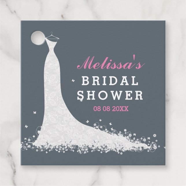 Étiquettes Cadeau Robe de mariée blanche Modèle de douches de mariag (Devant)