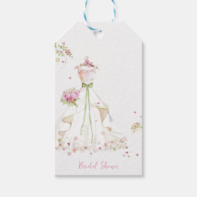 Étiquettes-cadeau Robe de mariée pour douche de mariée  (Devant)