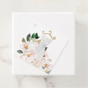 Étiquettes Cadeau Robe Élégante Fleurie Rose Pâle Cadeau de Fête de