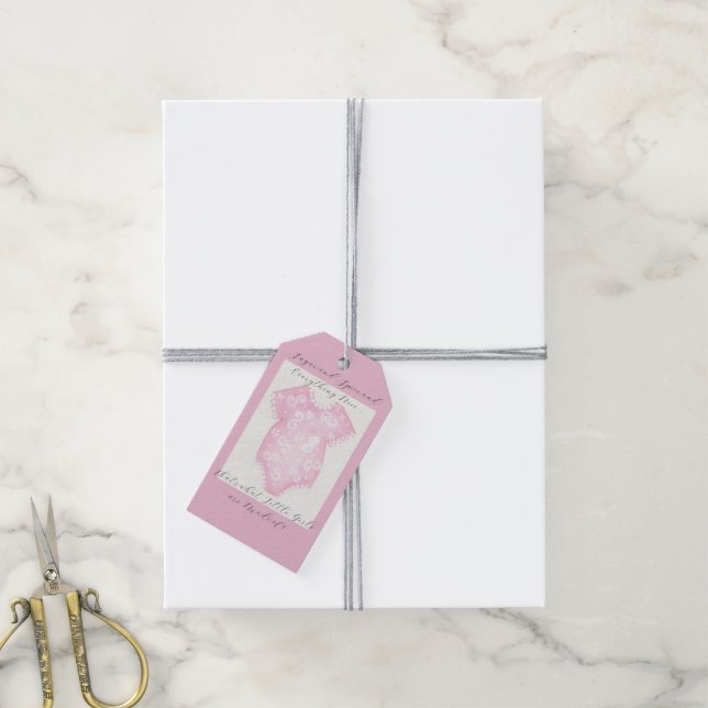 Étiquettes-cadeau Robe rose pour bébé (Avec de la ficelle)