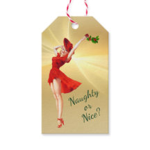 Robe rouge et Holly Retro Pinup Fille Noël