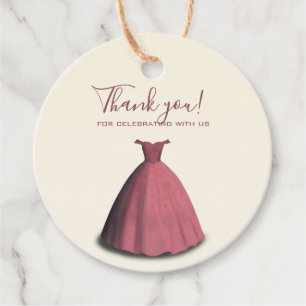 Étiquettes Cadeau Robe rouge quince Quinceañera merci