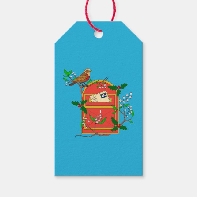 Étiquettes-cadeau Robin sur boîte postale (Devant)