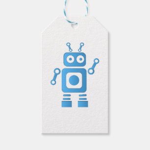 Étiquettes-cadeau Robot bleu rétro