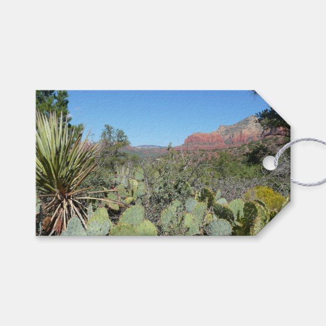 Étiquettes-cadeau Rochers rouges et cactus I (Devant (Horizontal))
