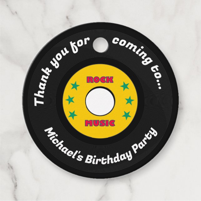 Étiquettes Cadeau Rock Star Boys Band Anniversaire (Devant)