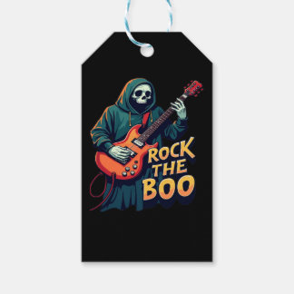 Étiquettes-cadeau Rock the Boo - Halloween Skeleton Guitare Design