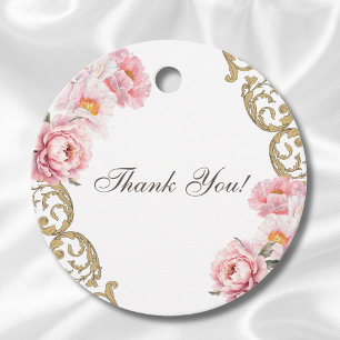Étiquettes Cadeau Rococo rose Vintage Merci de Baby shower Floral