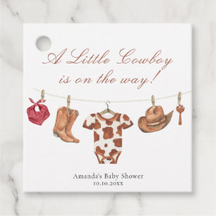 Étiquettes Cadeau Rodeo aquarelle Baby Shower Western Cowboy